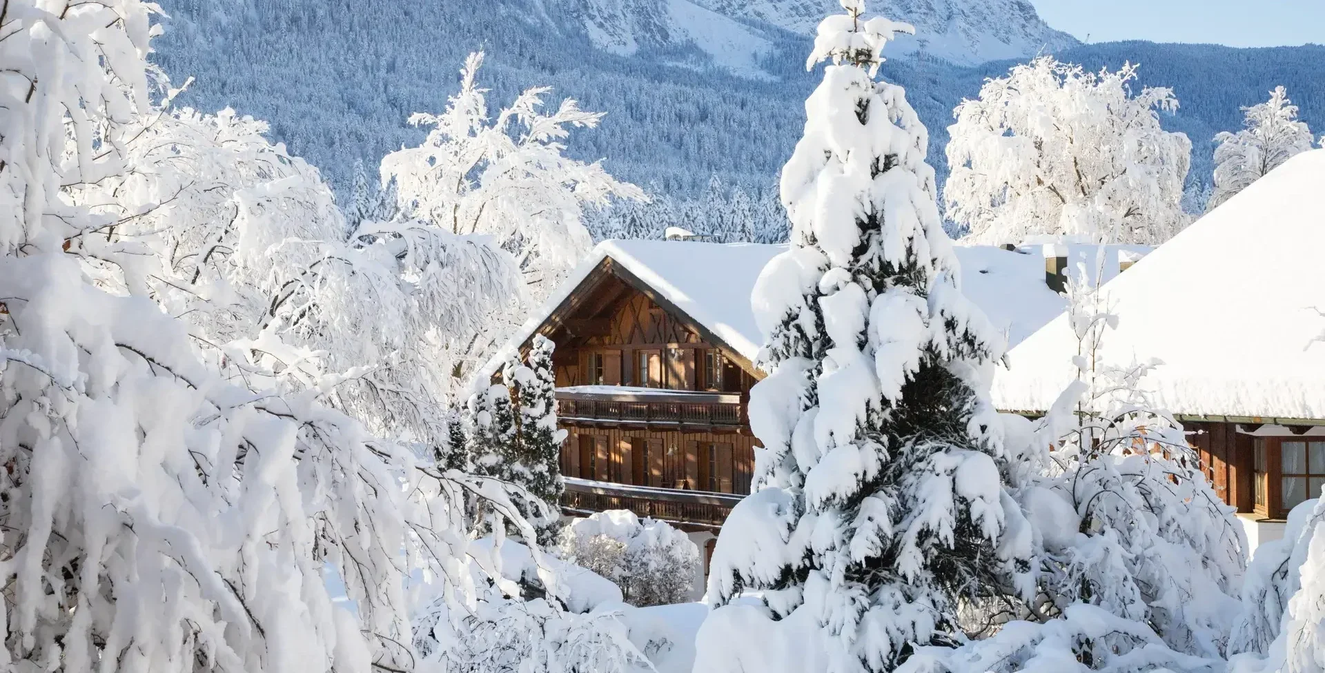 wintertime in small german village covered with snow Garmish-Partenkirchen